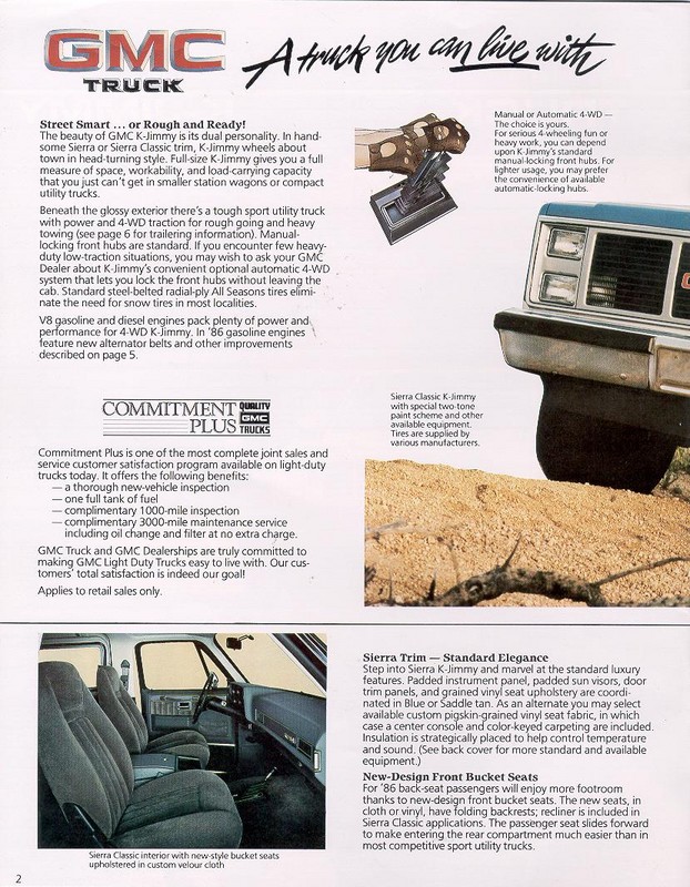 1986 GMC Jimmy Brochure Page 8